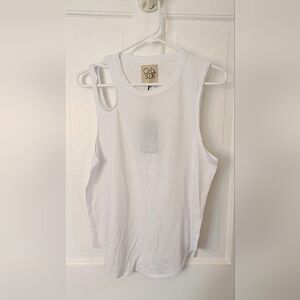 NWT Chaser Cut Shoulder Tank Top Color White Size Medium